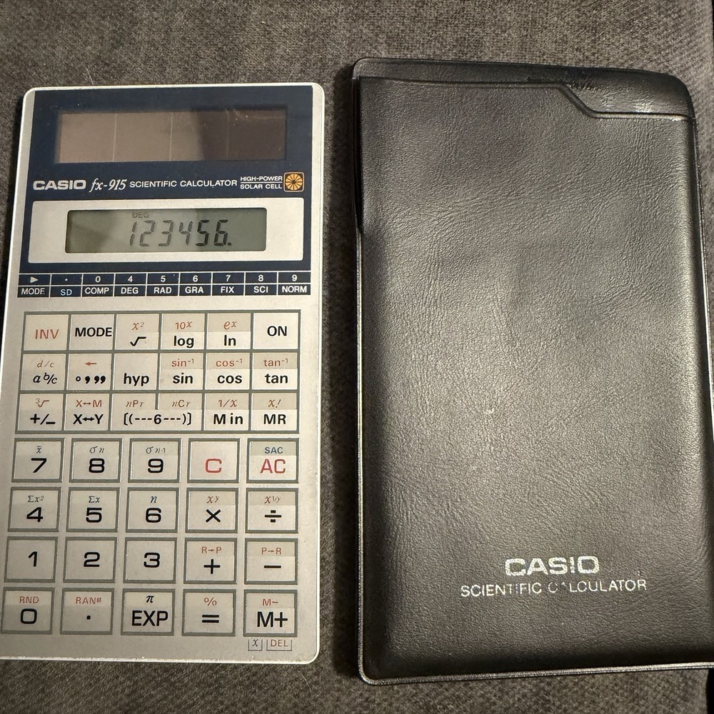 Casio fx-915 Scientific Calculator High Power Solar Cell Japan Thin RARE